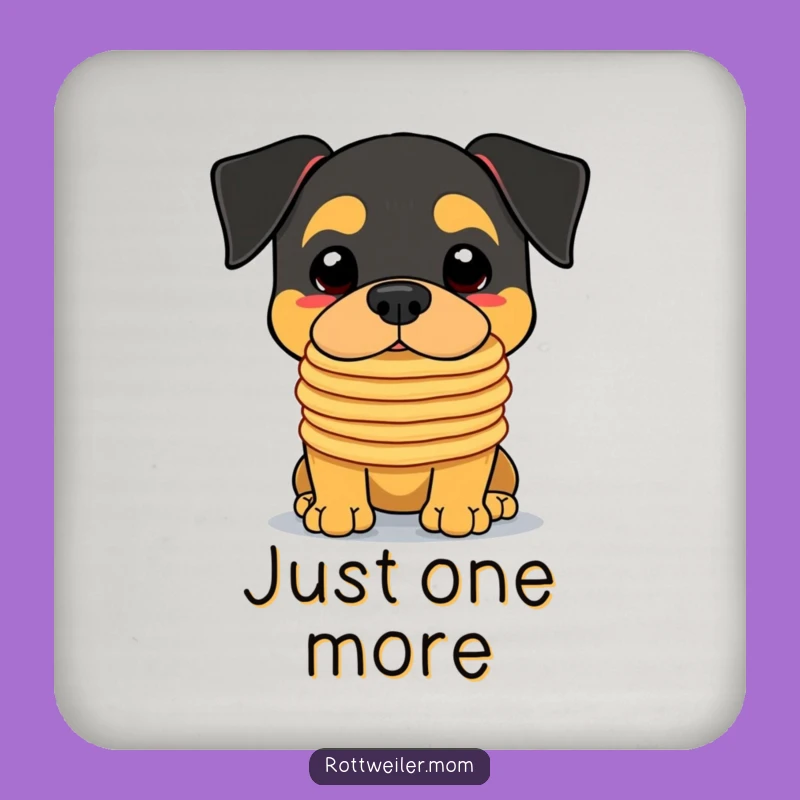 Funny Kawaii Rottweiler Pancake Coaster Set - Hilarious Dog Drink Protection