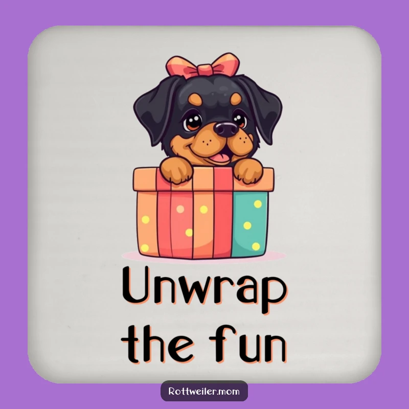 Funny Rottweiler Gift Box Coaster: Protect Surfaces with Doggy Excitement