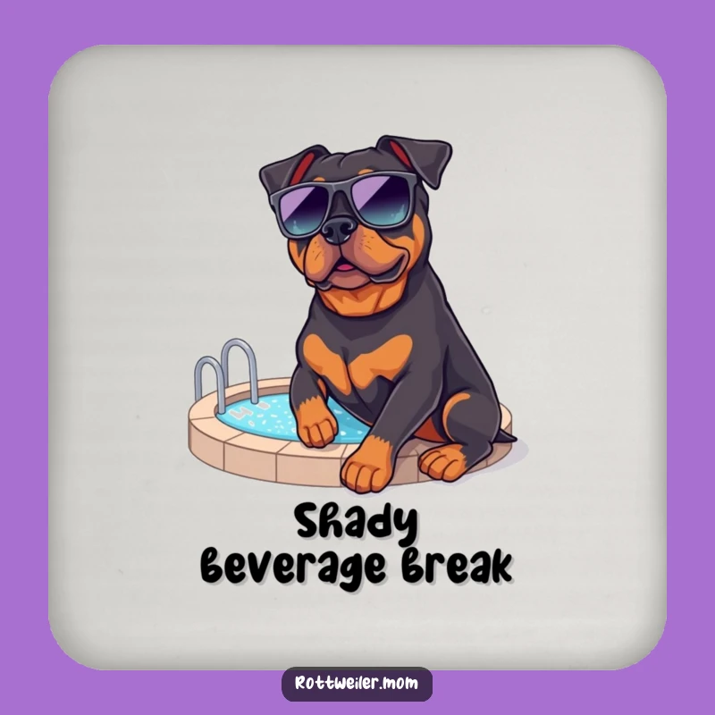 Funny Rottweiler Poolside Coaster: Protect Surfaces with Cool Style