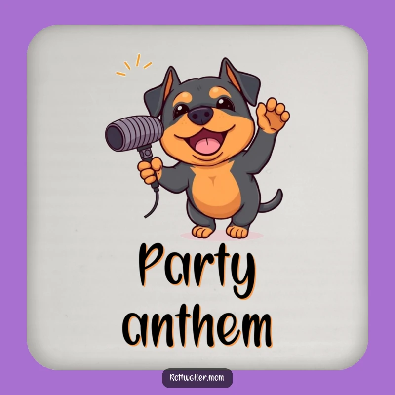 Funny Rottweiler Rockstar Coaster Set - Stage Pup Table Protection