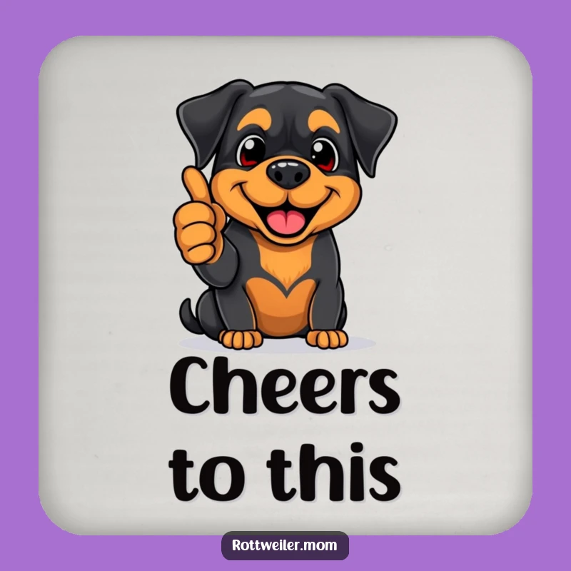 Funny Rottweiler Thumbs Up Coaster Set - Positive Pup Table Protection