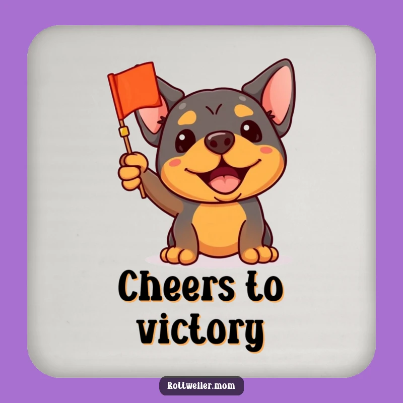 Funny Waving Rottweiler Coaster Set - Enthusiastic Humorous Table Protection