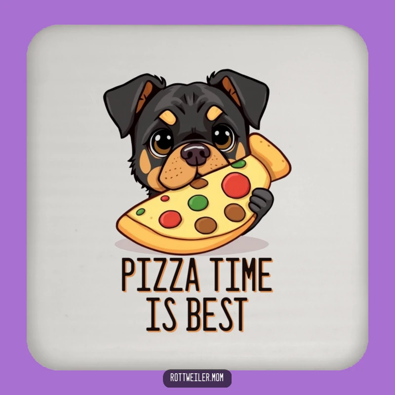 Funny Pizza Rottweiler Coaster: Snack Protector Gift