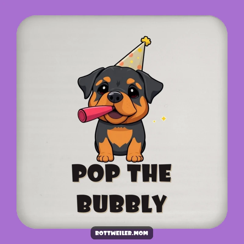 Funny Party Rottweiler Coaster Set - Festive Humorous Table Protection