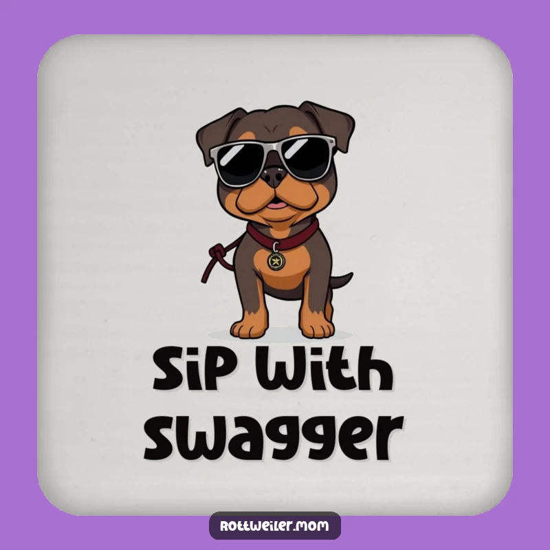 Funny Rottweiler Sunglasses Drink Coaster - Protect Surfaces with Coolness