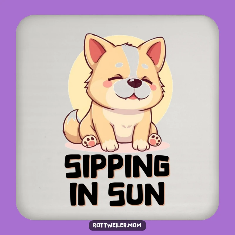 Funny Stocky Dog Sunbeam Sigh Coaster Protect Surfaces With Serenity