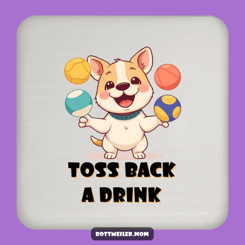 Funny Juggling Dog Drink Coaster - Protect Surfaces with Playful Art