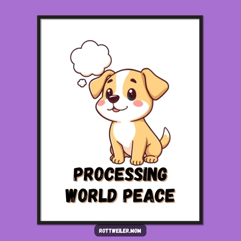 Funny Dog Thought Bubble Poster: Mysterious Canine Contemplation Art