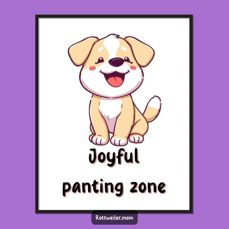Funny Happy Dog Tail Wagging Poster: Joyful Canine Art for Your Walls