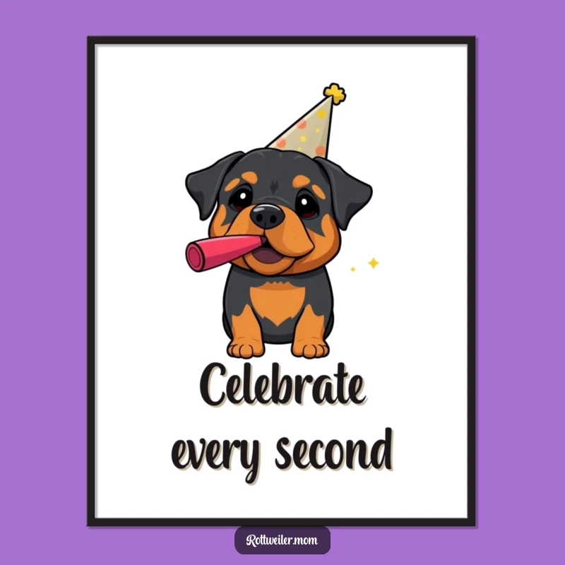 Funny Party Rottweiler Poster - Festive Humorous Wall Decor Gift