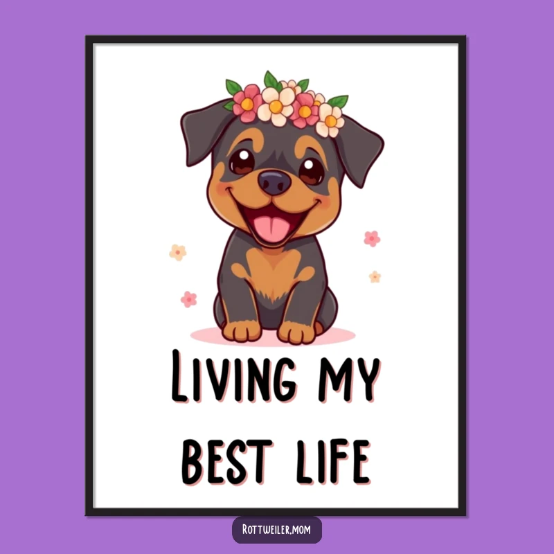 Funny Rottweiler Supermodel Poster: Chic Dog Art for Fashion Lovers