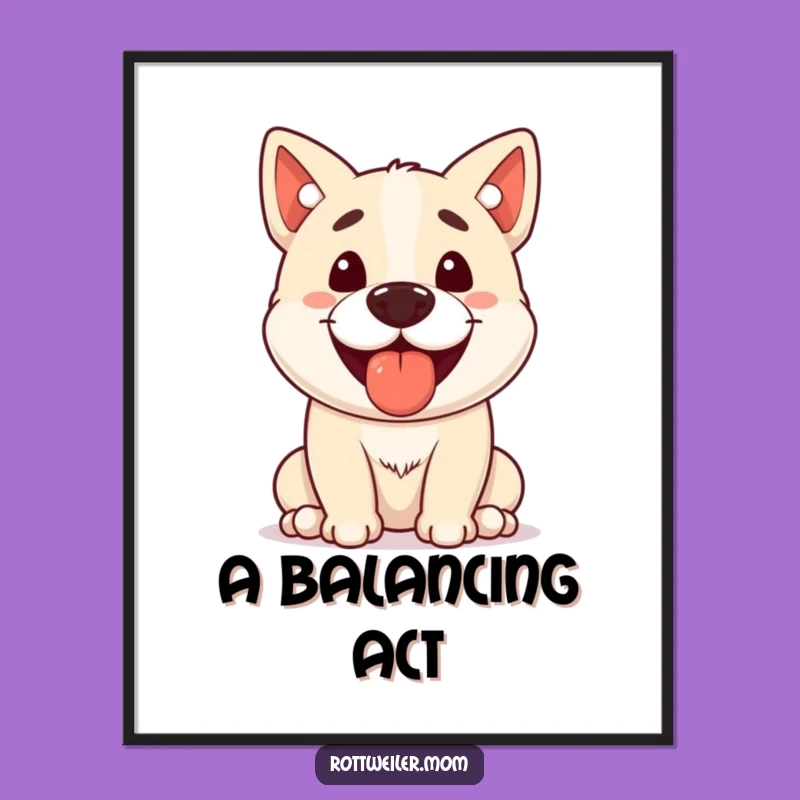 Funny Stocky Dog Treat Balance Poster A Whimsical Wall Art Gift