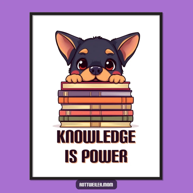 Funny Kawaii Rottweiler Book Poster - Adorable & Hilarious Reader Art