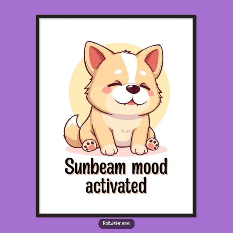 Funny Stocky Dog Sunbeam Sigh Poster Relaxing Wall Art For Your Home