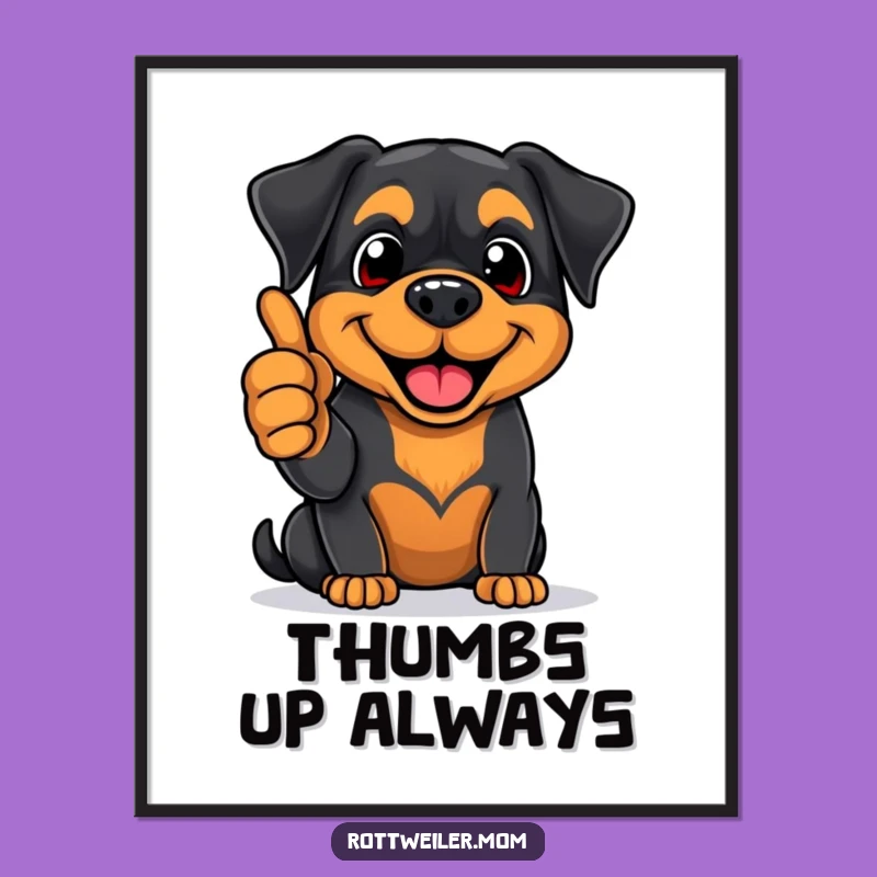 Funny Rottweiler Thumbs Up Poster - Positive Pup Wall Art