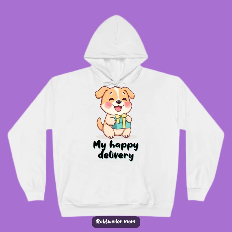 Cozy Funny Cheerful Dog Gift Box Hoodie, Warm and Hilarious Comfort