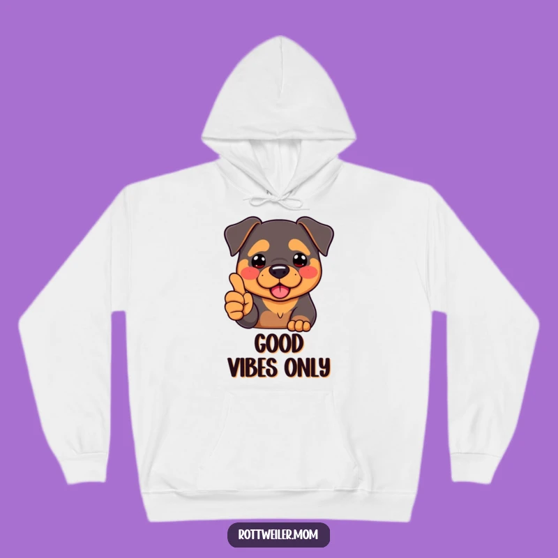Cozy Funny Kawaii Rottweiler Thumbs Up Hoodie - Warm Humorous Dog Gift