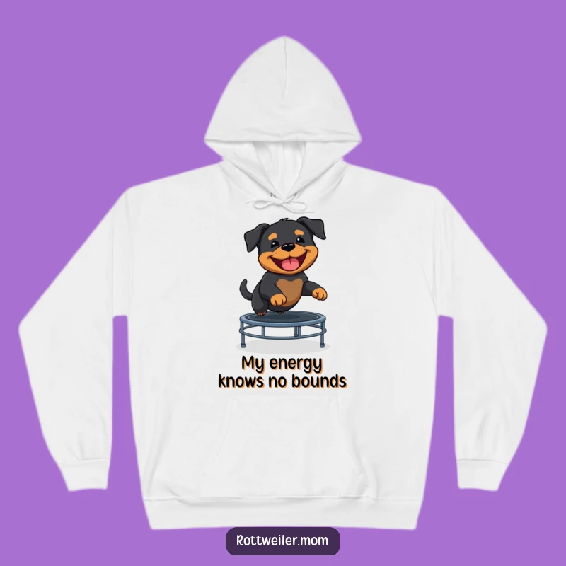 Funny Rottweiler Puppy Trampoline Hoodie - Cozy Canine Apparel
