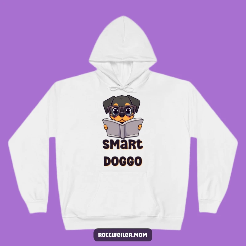Funny Kawaii Rottweiler Hoodie - Cozy Reading Dog Sweatshirt, Great Gift