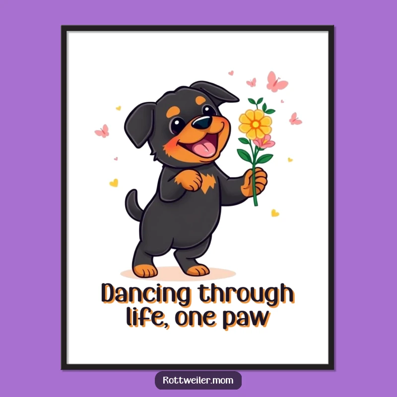 Free Printable Rottweiler Dancing Art: Humorous Dog Decor for Your Home