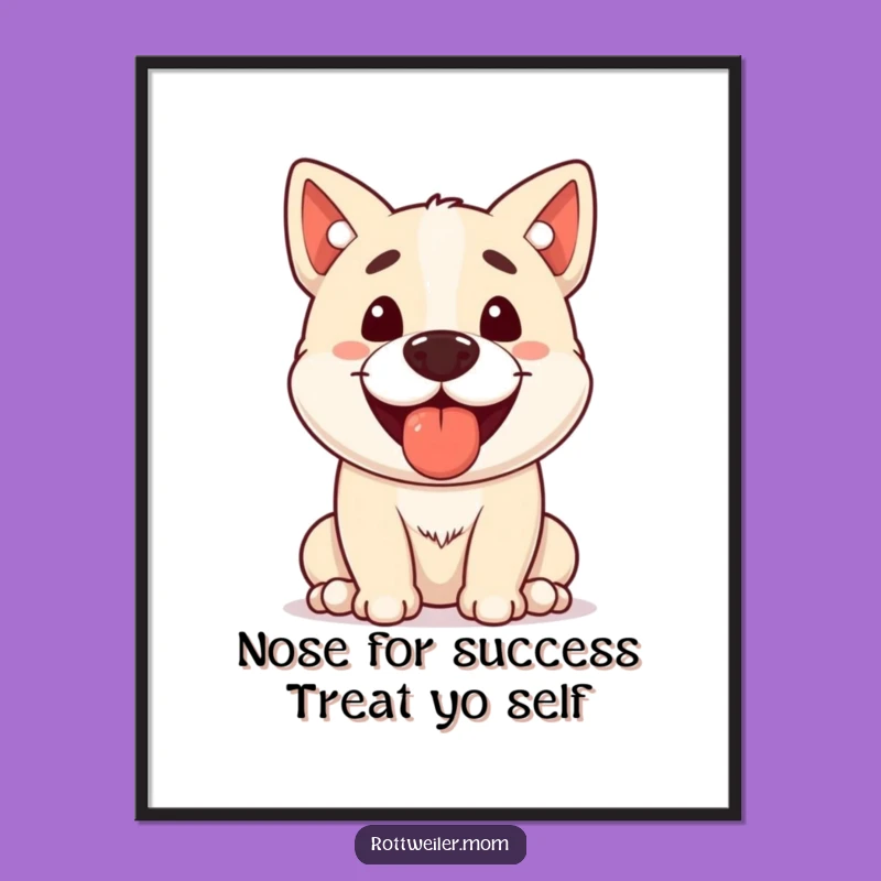 Free Printable Wall Art: Stocky Dog Balancing Treat Funny Dog Downloadable Decor