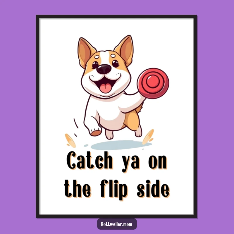 Funny Dog Printable Wall Art: Frisbee Chase Energy, Free Download
