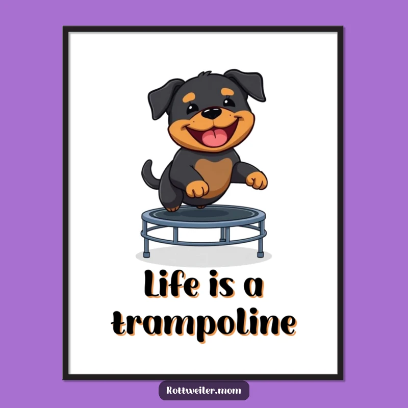 Free Printable Wall Art: Funny Rottweiler Puppy Trampoline Art