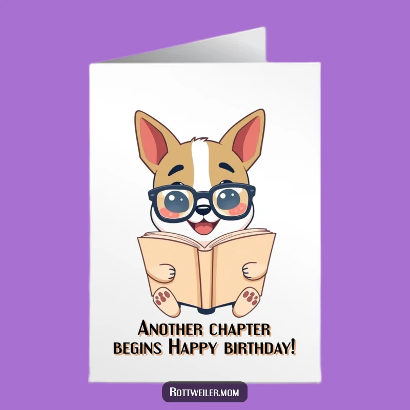 Free Printable Funny Dog Bookworm Birthday Card - Smart Laughter DIY Downloadable Gift