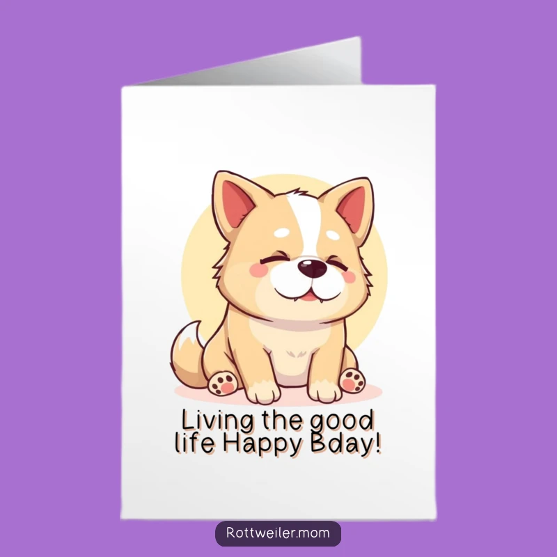 Free Printable Birthday Card: Stocky Dog Sunbeam Nap Funny Dog Downloadable Gift