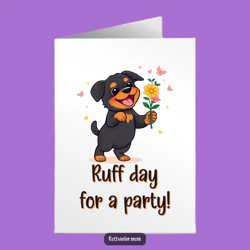Free Printable Rottweiler Birthday Card: Dancing Dog DIY Gift for Laughs