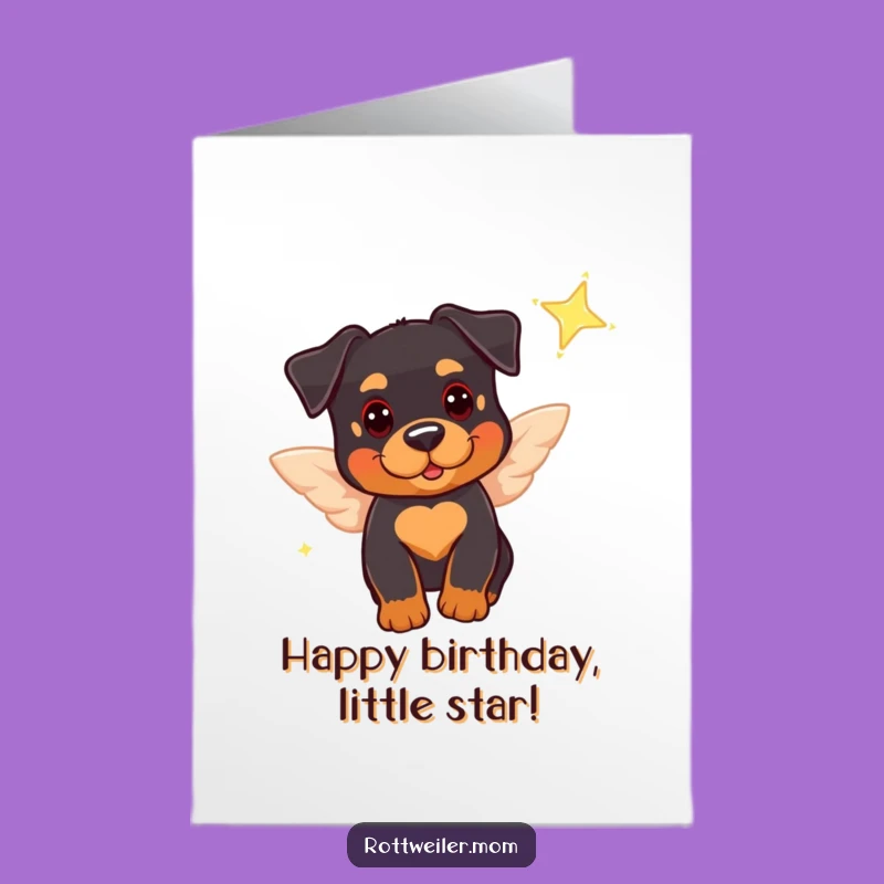 Free Printable Birthday Card: Flying Rottie Angel - Funny Unicorn Gift