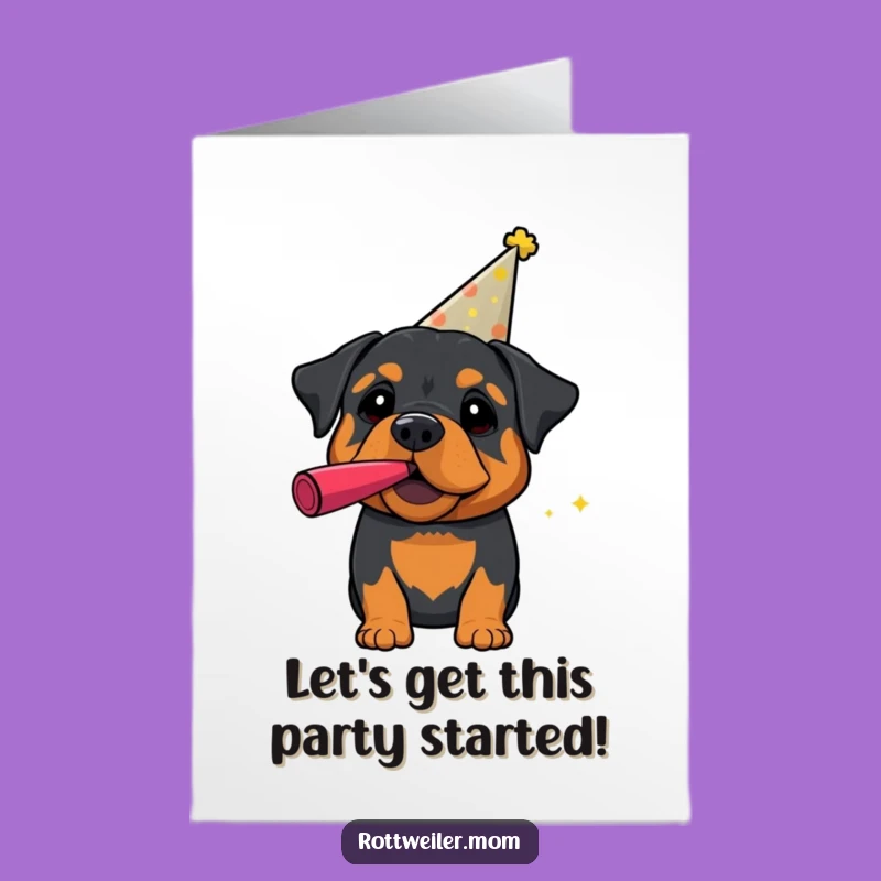 Free Printable Rottweiler Birthday Card: Party Dog DIY Gift for Fun