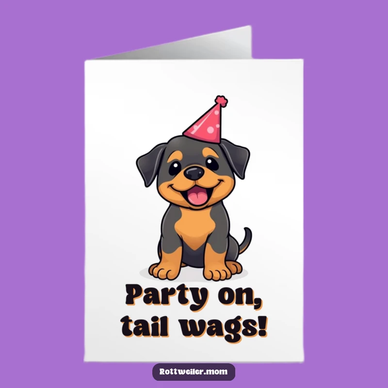 Free Printable Bday Card: Happy Rottie Tail Wag Funny Gift Downloadable