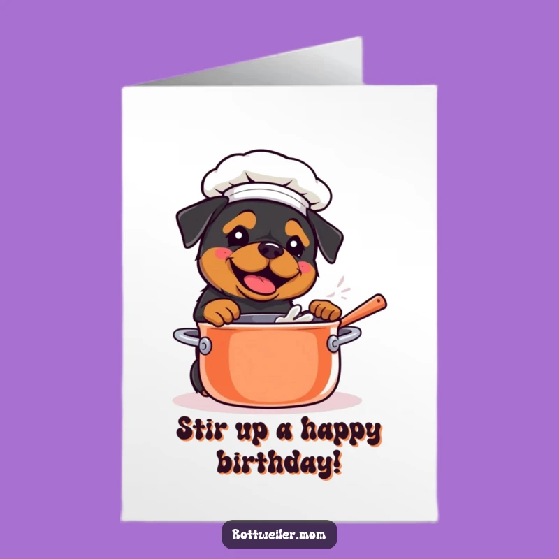 Free Printable Kawaii Rottweiler Chef Birthday Card: Cooking Dog Funny Gift