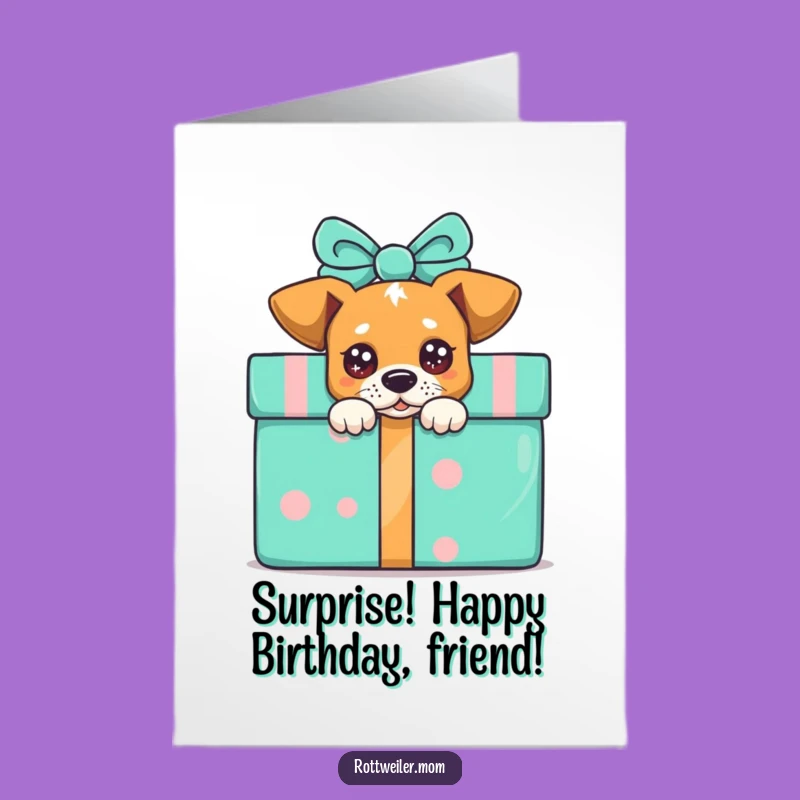Free Printable Birthday Card: Dog Peeking Gift Sparkling Eyes Funny