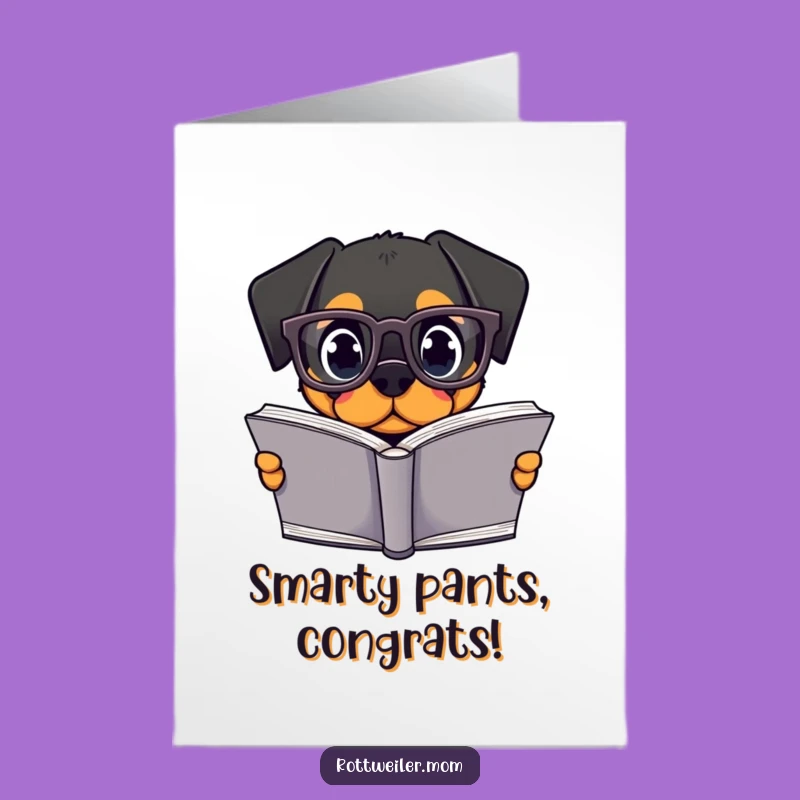 Congrats Free Printable Card: Nerdy Rottweiler Aced It, Downloadable Gift!
