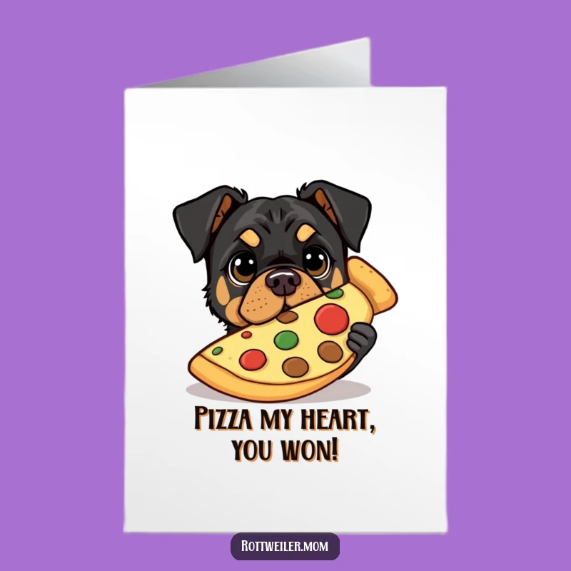 Free Printable Congrats Card: Rottweiler Discovers Pizza Paradise!