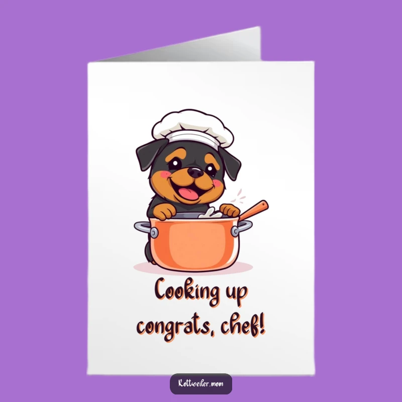 Free Printable Kawaii Rottweiler Chef Congrats Card: Cooking Dog Funny Gift