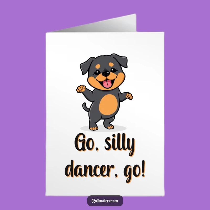 Free Printable Congrats Card: Dancing Kawaii Rottie - Funny Celebration Gift