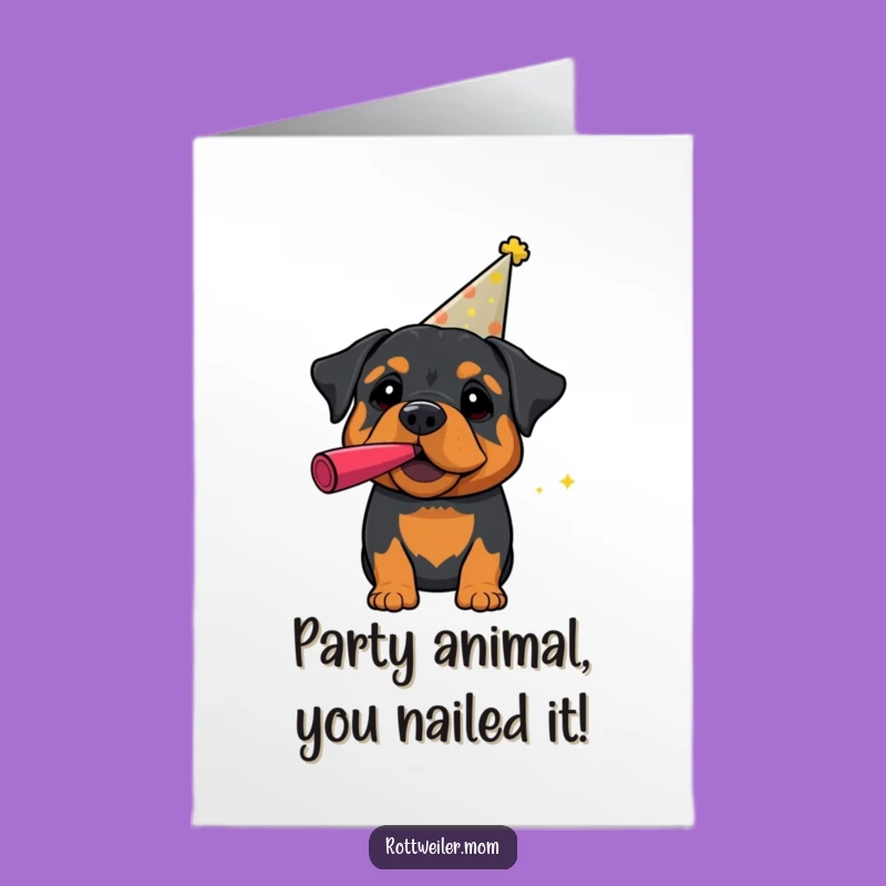 Free Printable Rottweiler Congrats Card: Party Dog DIY Gift for Cheers