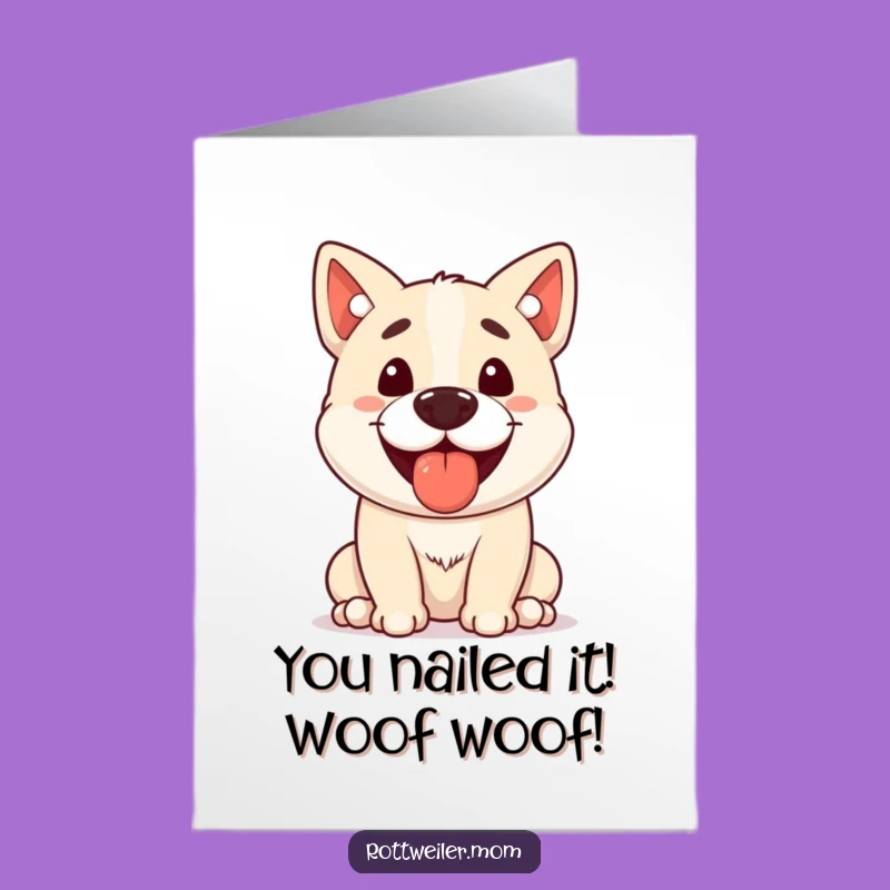 Free Printable Congrats Card: Stocky Dog Balancing Treat Funny Dog Downloadable