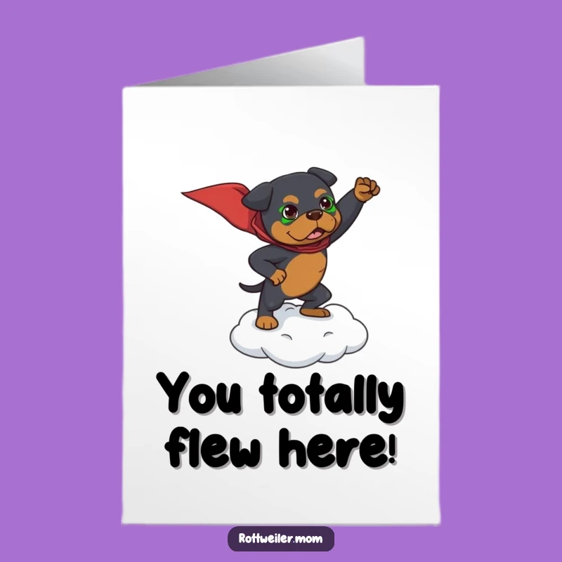 Free Printable Congrats Card: Rottweiler Superhero Achieves Victory!