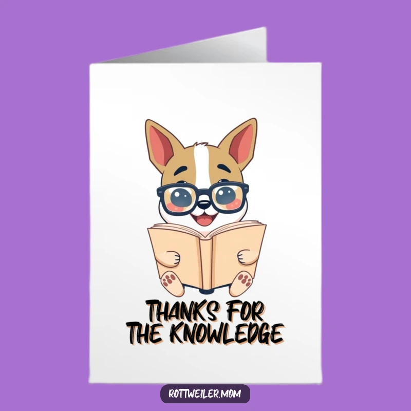 Free Printable Dog Bookworm Thank You Card - Express Gratitude with Wisdom DIY Download