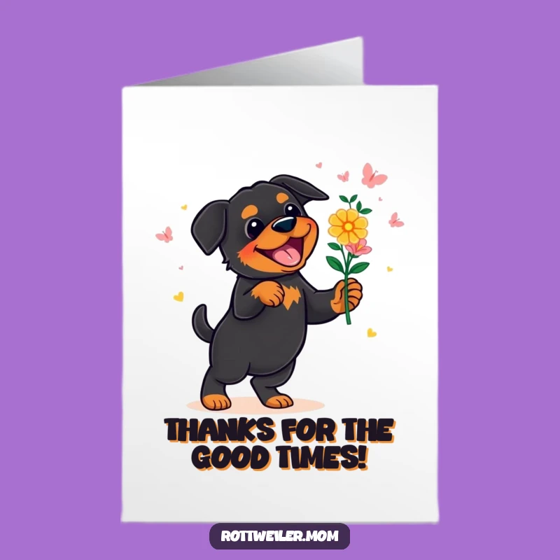 Free Printable Rottweiler Thank You Card: Dancing Dog DIY Gift for Gratitude