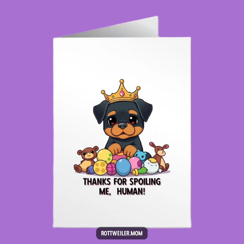 Free Printable Rottweiler Thank You Card: Grateful Crowned Dog Humor Downloadable