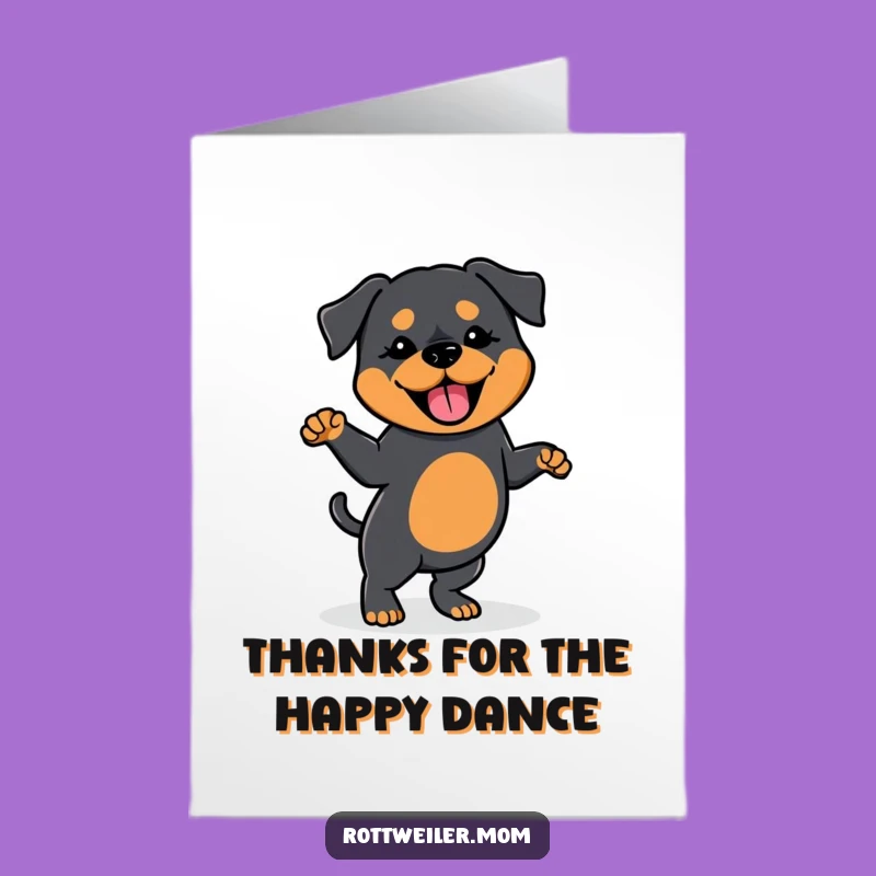 Free Printable Thank You Card: Dancing Kawaii Rottie - Funny Gratitude Gift