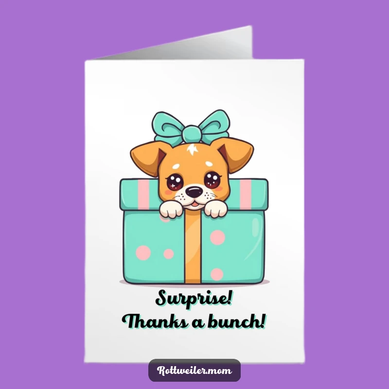 Free Printable Thank You Card: Dog Peeking Gift Funny Downloadable