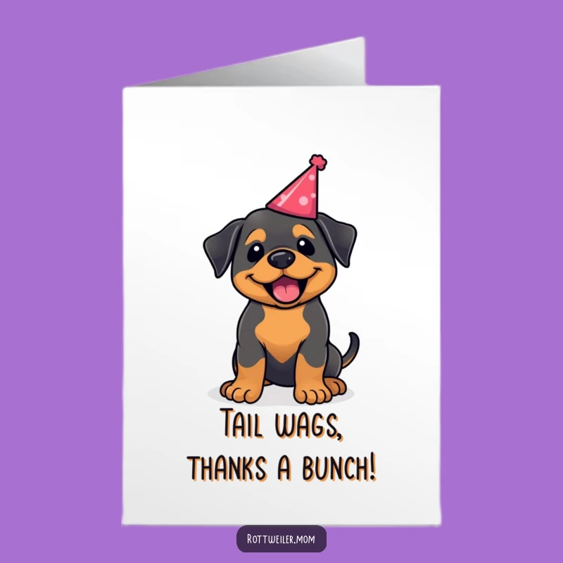 Free Printable Thank You Card: Excited Rottie Tail Wag Humorous Gratitude Downloadable