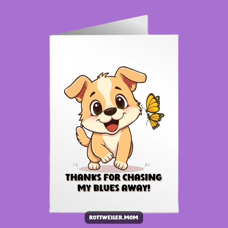 Free Printable Thank You Card: Doggy Butterfly Fun, Express Gratitude Playfully