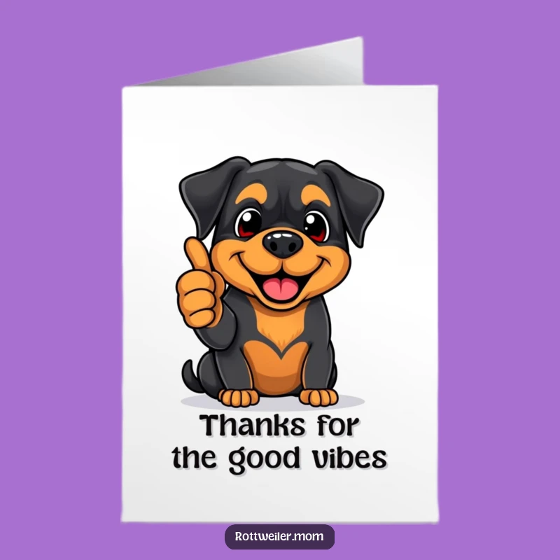 Free Printable Rottweiler Thank You Card: Thumbs Up Dog Downloadable Gift